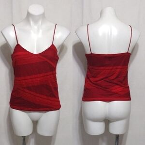 DKNY NWT Red Striped Camisole Spaghetti Strap Tank Top Large Modern Chic MSRP$98